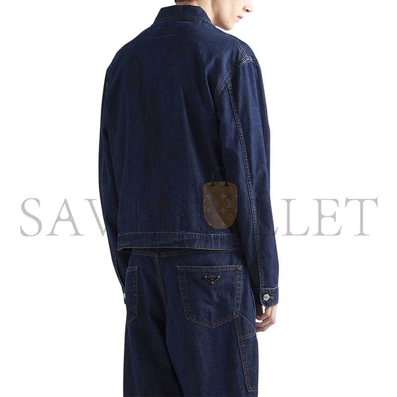 PRADA LOGO-APPLIQUÉ DENIM JACKET 